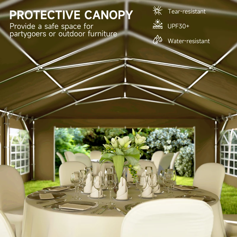 Outsunny 20' x 40' Party Tent, Outdoor Canopy Tent with Removable Sidewalls, 12 Windows for Parties, Wedding, Events, BBQ, Brown
