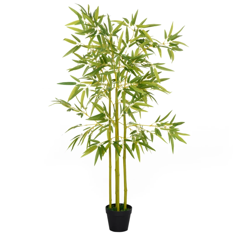 HOMCOM 5FT Artificial Bamboo Tree Faux Decorative Plant in Nursery Pot for Indoor Décor