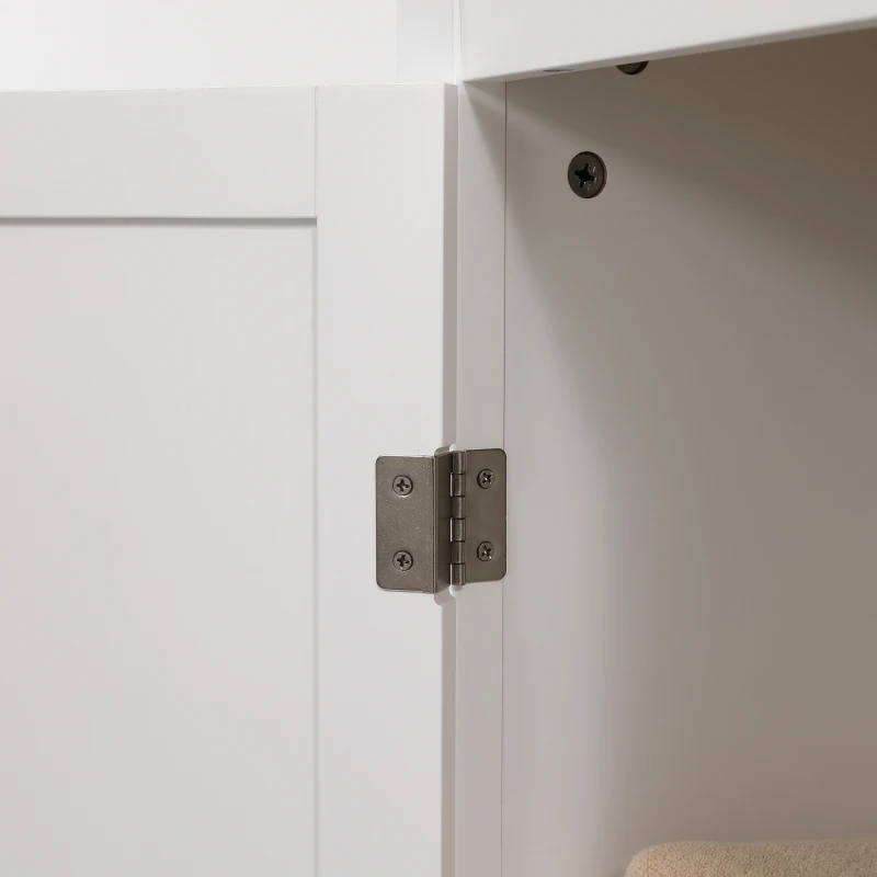 kleankin Bathroom Storage Cabinet with 3 Tier Adjustable Shelf Storage, Linen Tower Enclosed Cabinet for Anti-Toppling Design, White