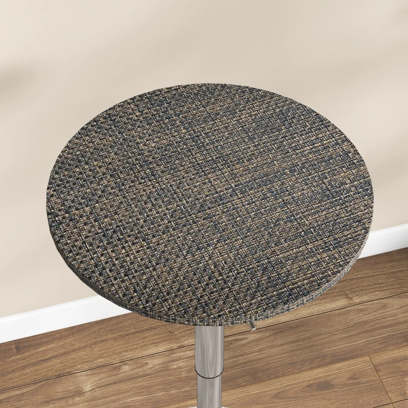 HOMCOM Adjustable Bar Table for 2, Round Pub Table with PE Rattan Top and Steel Base for Home Bar, Small Dining Room, Brown