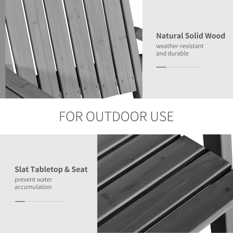 Outsunny 2-Seater Outdoor Bench with Middle Table, Wooden Garden Bench with Parasol Hole, Patio Loveseat for Yard, Porch, Grey