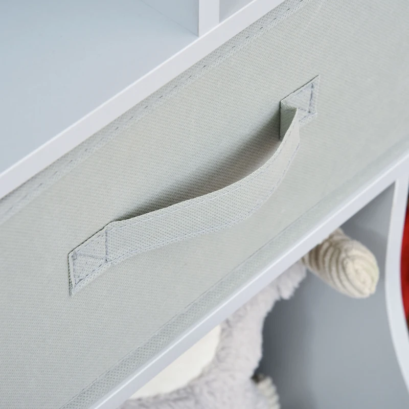 HOMCOM Kids Bookcase, Toy Storage Organizer Cabinet, Children Display Bookshelf with Drawers for Toys, Clothes, Books, Gray