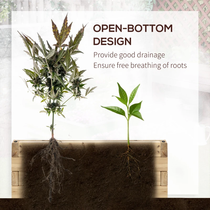 Outsunny 47" x 24" x 9" Raised Garden Bed, Outdoor Wooden Planter Box for Growing Vegetables, Flowers, Fruits, Herbs, and Succulents, Easy Assembly