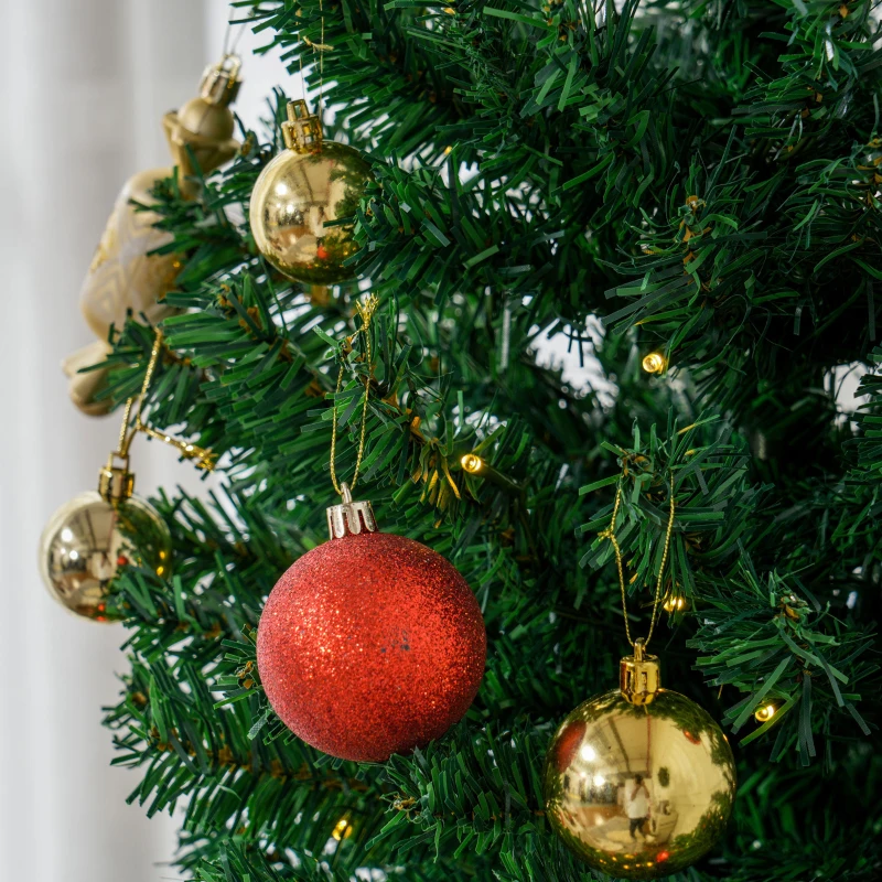 HOMCOM 6 FT Tall PreLit Artificial Christmas Tree with Realistic Branches, 250 Warm White LED Lights and 1000 Tips, Green