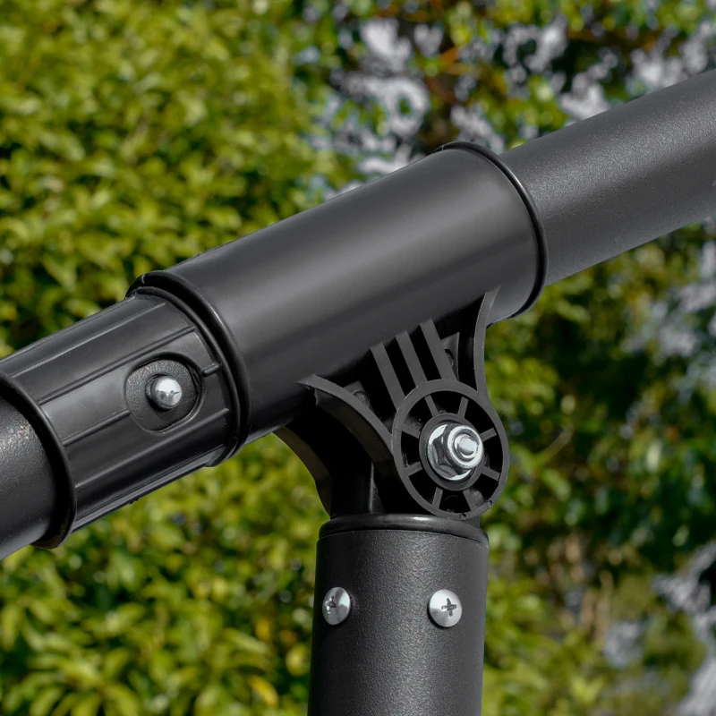 Outsunny 11FT Offset Hanging Patio Umbrella Cantilever Umbrella with Easy Tilt Adjustment, Cross Base and 8 Ribs for Backyard, Poolside, Lawn and Garden, White