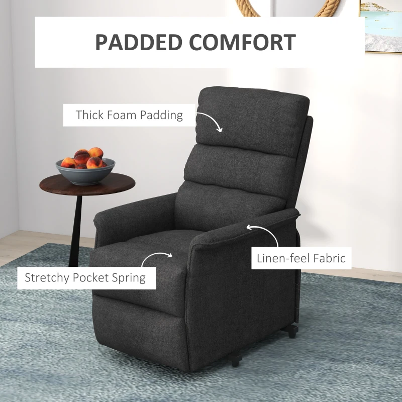 HOMCOM Power Lift Chair for Seniors, Electric Lift Recliner Chair with Remote Control, Side Pockets for Living Room, Black