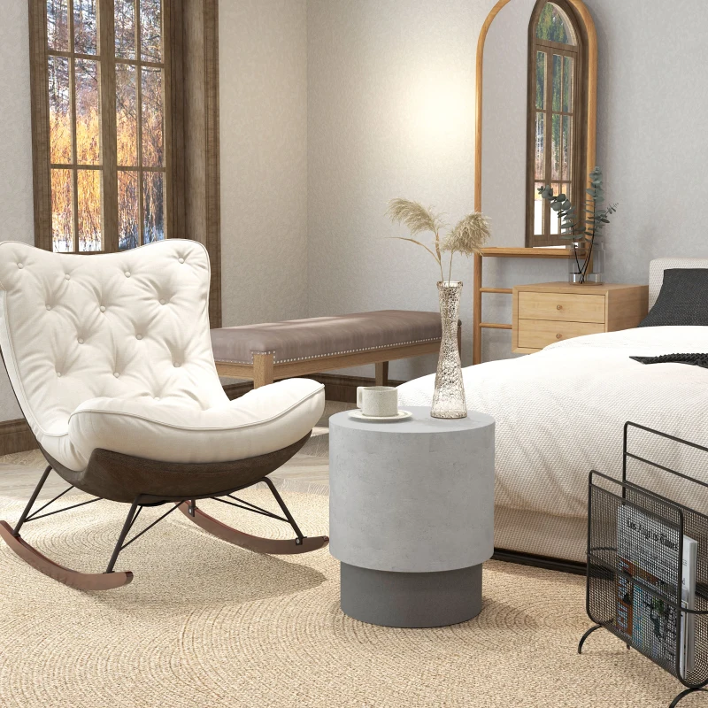 HOMCOM Lightweight Accent Table with Concrete Finish, Round Side Table with 4 Adjustable Feet for Indoor, Outdoor