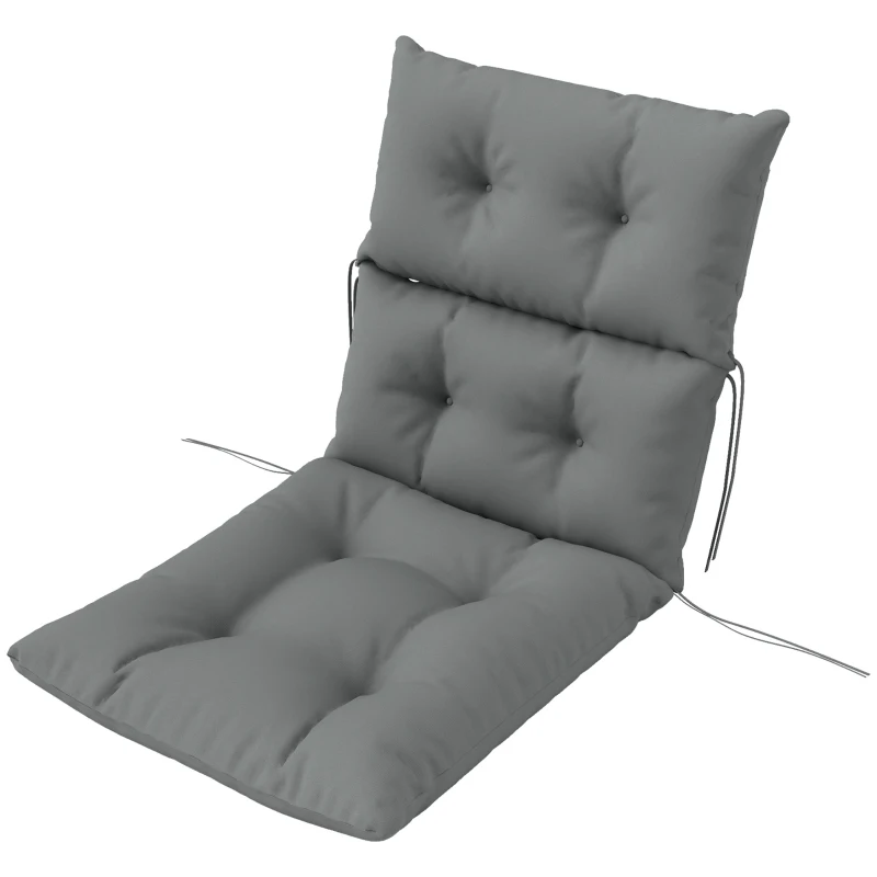 Outsunny Adirondack Chair Cushion, Tufted Rocking Chair Cushion with Ties, Non-Slip Replacement Seat Cushion for Outdoor Chair, Indoor Outdoor Cushion, Light Grey