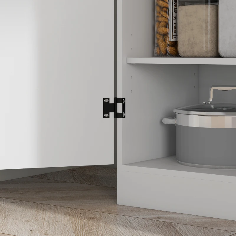 HOMCOM 70" 4-Door Storage Cabinet, Freestanding Pantry Cabinet with Adjustable Shelves for Living Room, White