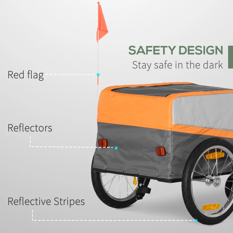 Aosom Bike Cargo Trailer & Wagon Cart, Multi-Use Garden Cart with Luggage Box, Quick Release 16'' Big Wheels, Safety Reflectors, Hitch and Handle