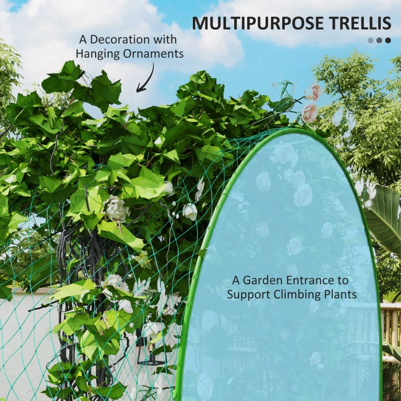 Outsunny Metal Raised Garden Bed with Trellis for Climbing Plants, Galvanized Garden Bed Kit Outdoor Garden Box with Trellis