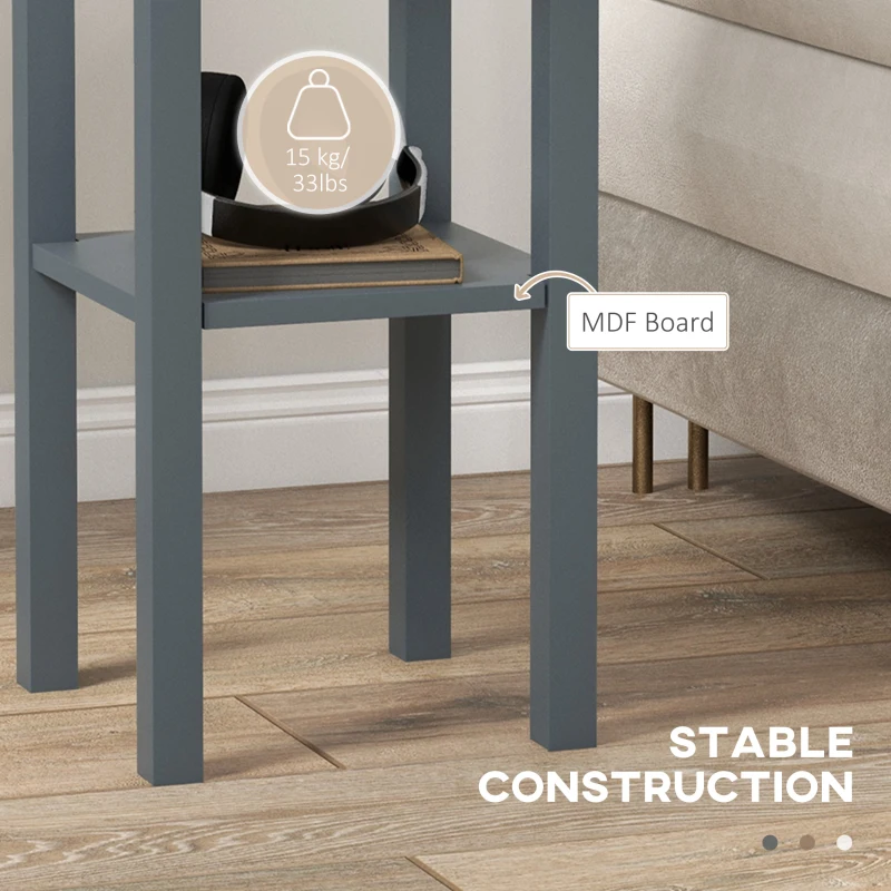 HOMCOM 2-Tier Side Tables Set of 2 with Drawer and Shelf, 2 Pieces End Tables for Living Room and Hallway, Gray