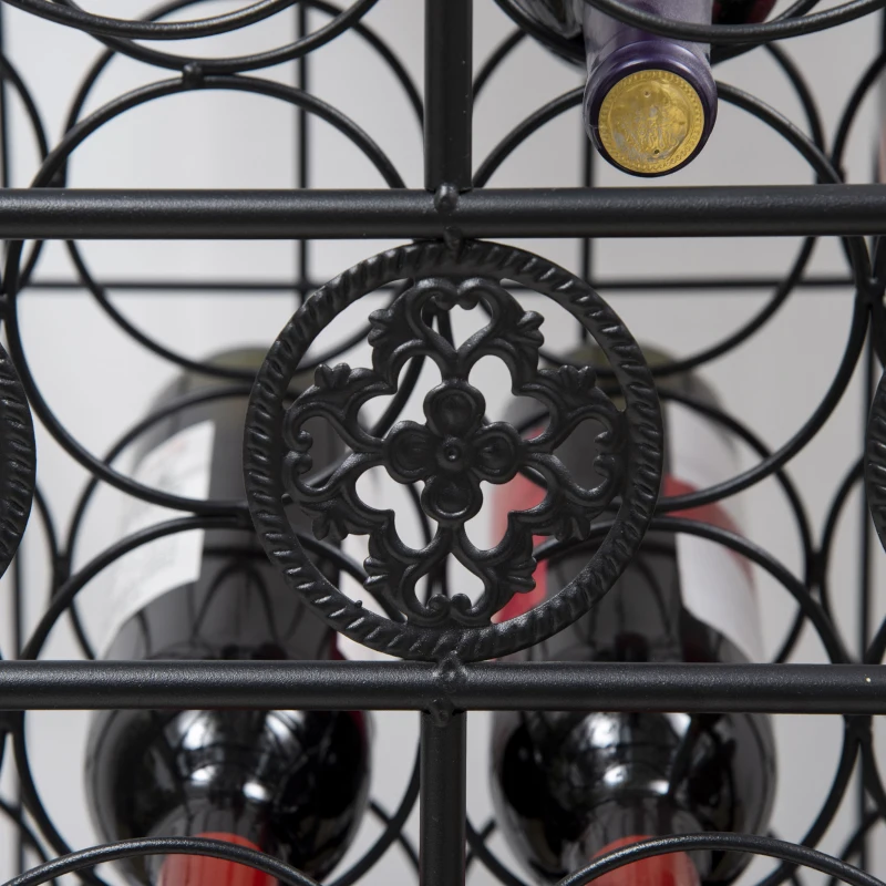 HOMCOM 45 Bottle Wrought Iron Wine Rack Jail with Lock - Black