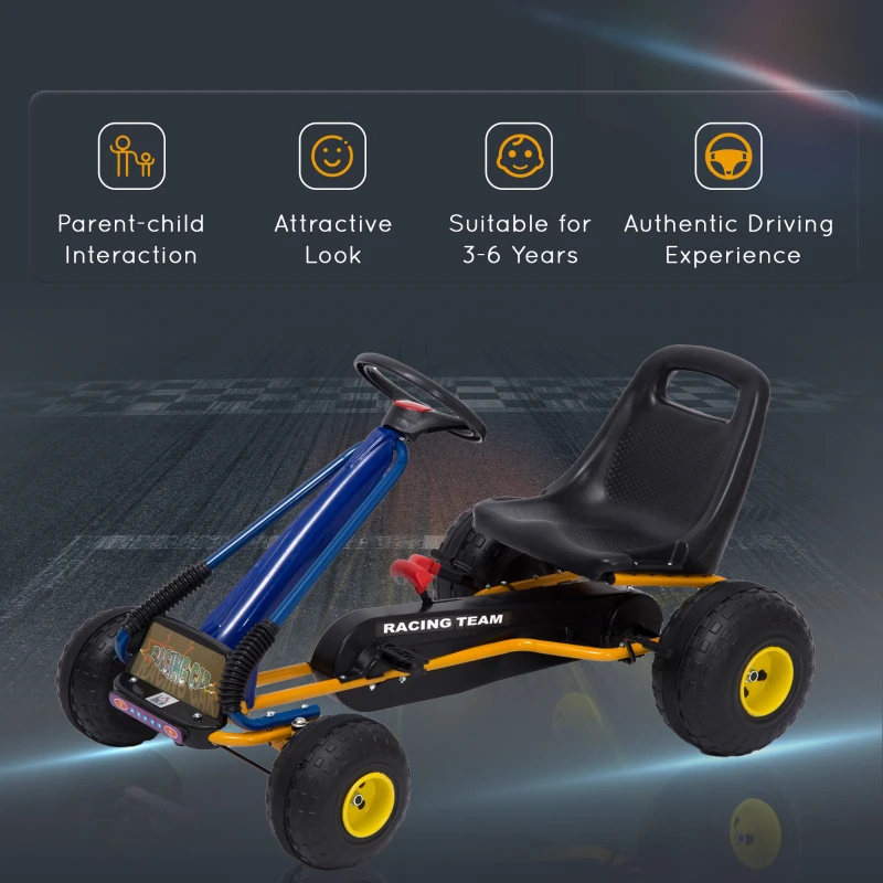 Soozier Pedal Go Kart Racing Style Children Ride On Car Outdoor Racer Adjustable Seat