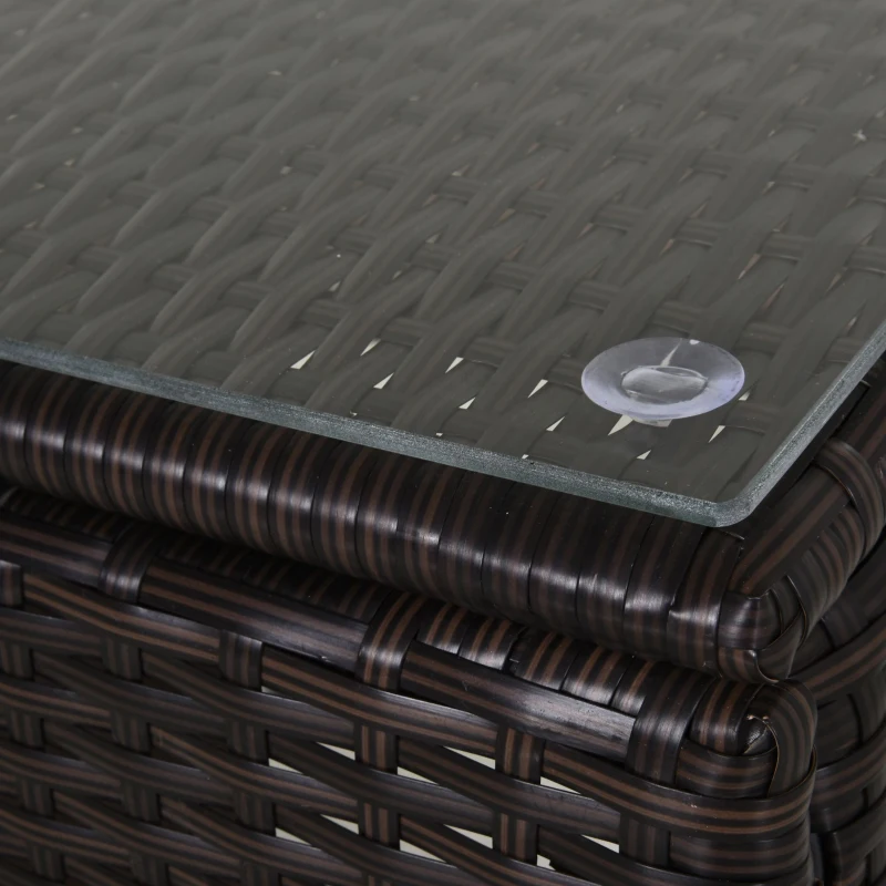 Outsunny Wicker Outdoor Chaise Lounge Chair Set of 3 with Side Table, 5-Level Adjustable Backrest PE Rattan Pool Lounge Chair with Wheels, Cushion & Headrest, Brown and Cream White