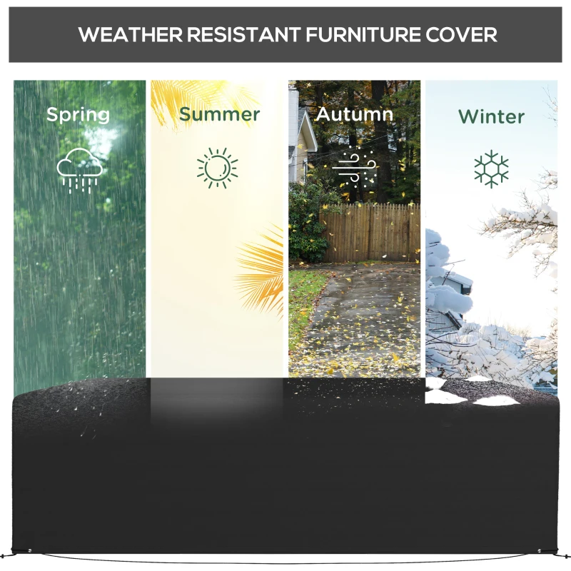 Outsunny Patio Furniture Cover for Outdoor Sectional Sofa Set Waterproof Windproof Oxford Fabric, 97" x 65" x 26", Black