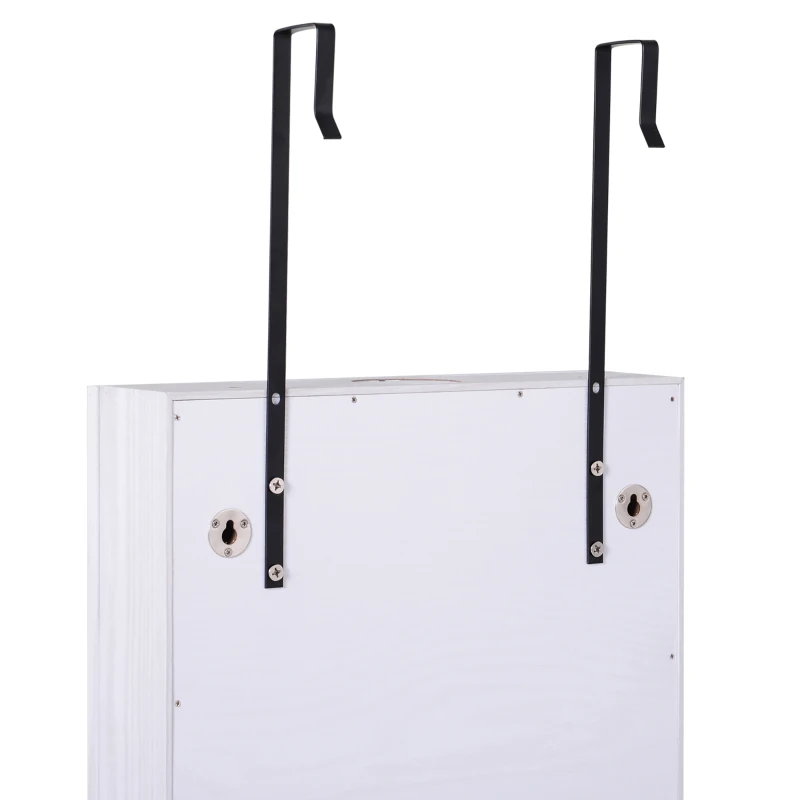 HOMCOM Mirror Jewellery Cabinet Armoire with LED Lights and 2 Keys, Wall Door Mounted Jewellery Organizer, Lockable Full-length Mirror, Wood Grain Grey