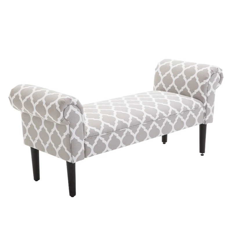 HOMCOM 52" Rolled Arm Bed Bench Bedside Footstool End of Bed Furniture Grey