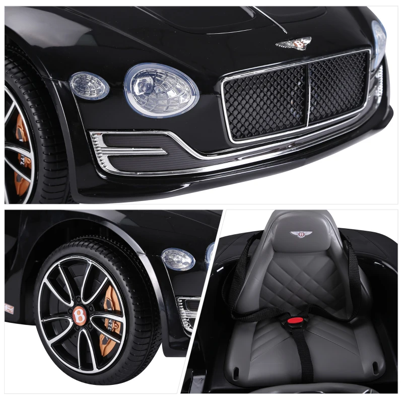 Aosom 12V Ride On Car Licensed Bentley Battery Powered Electric Vehicles w/ Parent Remote Control, 2 Speed - Black