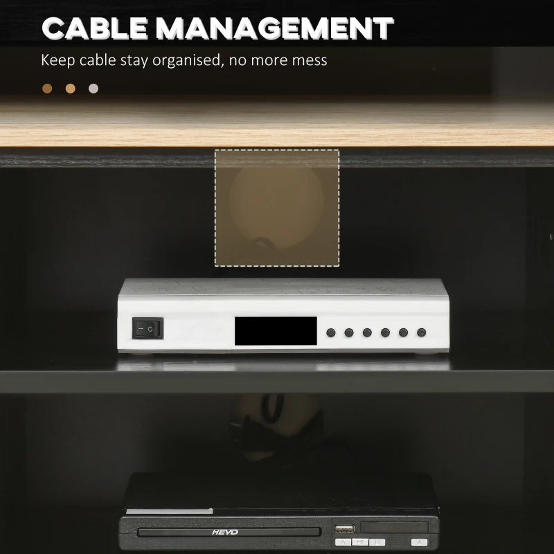 HOMCOM TV Stand for 60 inches, TV Cabinet with 2 Shelves, 2 Cable Managements and 2 Rattan Door Cabinets, Natural