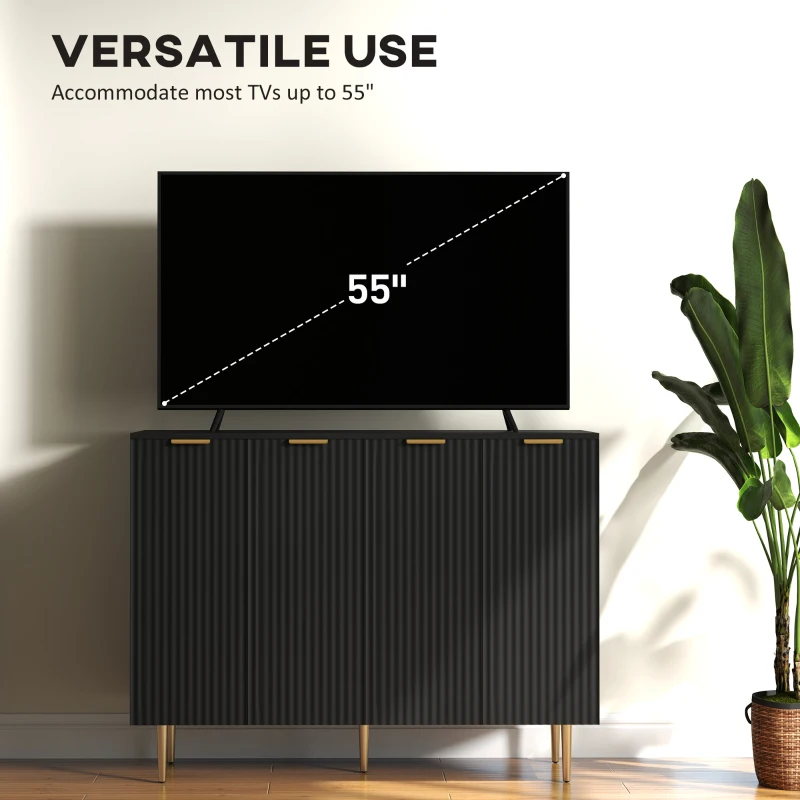 HOMCOM Modern Kitchen Storage Cabinet, Sideboard Buffet Cabinet with Adjustable Shelves for Hallway, Black