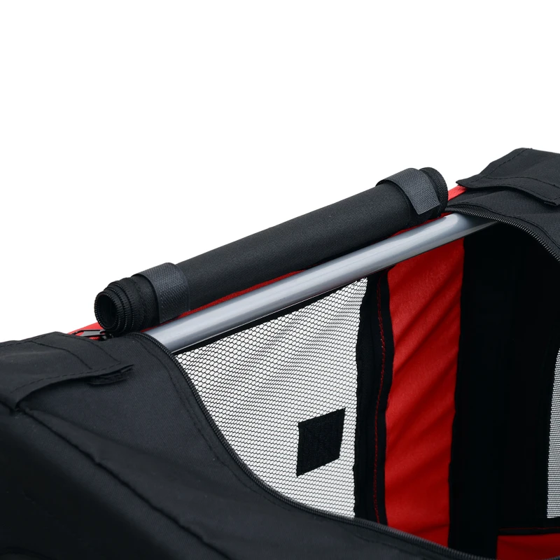 Aosom Dog Bike Trailer, Pet Wagon Bicycle Trailer with Easy Folding Cart Frame, 20" Large Rubber Wheels, 3 Entrances, Mesh Screen, Pet Bike Trailer for Off-Road & Travel, Red and Black(m-9)