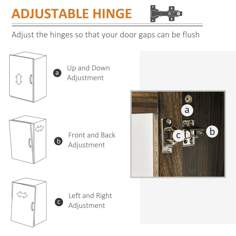 HOMCOM Industrial Sideboard Buffet Cabinet, Coffee Bar Cabinet with Adjustable Shelves, Glass Doors, and 2 Drawers for Kitchen, Living Room, Brown