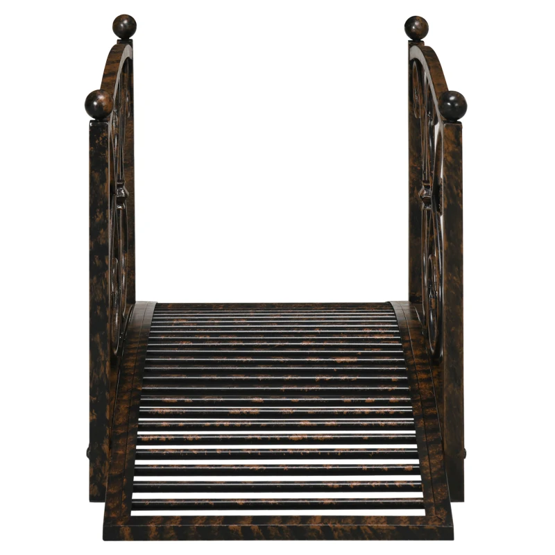 Outsunny Garden Bridge 3.3FT, Decorative Classic Backyard Pond Bridge with Safety Railings Brown