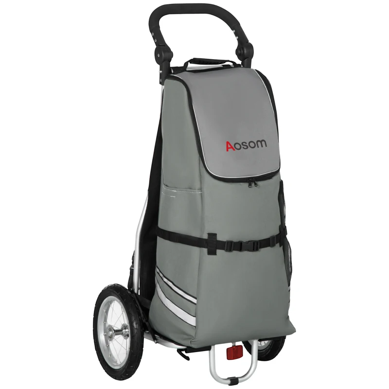 Soozier Bike Trailer, Bicycle Cargo Trailer with 12" Wheels, Reflective Strips, Outdoor Wagon Carrier with Aluminum Frame
