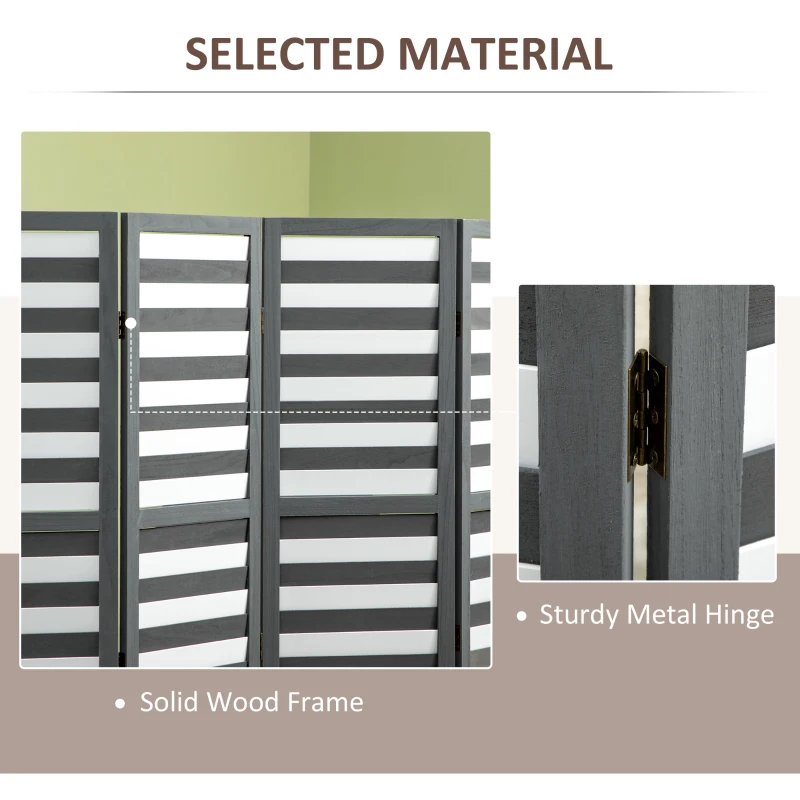 HOMCOM Screen Divider Room Divider Screen with Foldable Design for Indoor Bedroom Office 5.6' White Gray