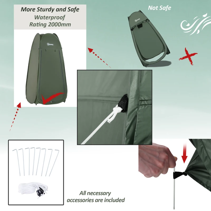 Army Green Popup Shower Tent - Portable Changing Room
