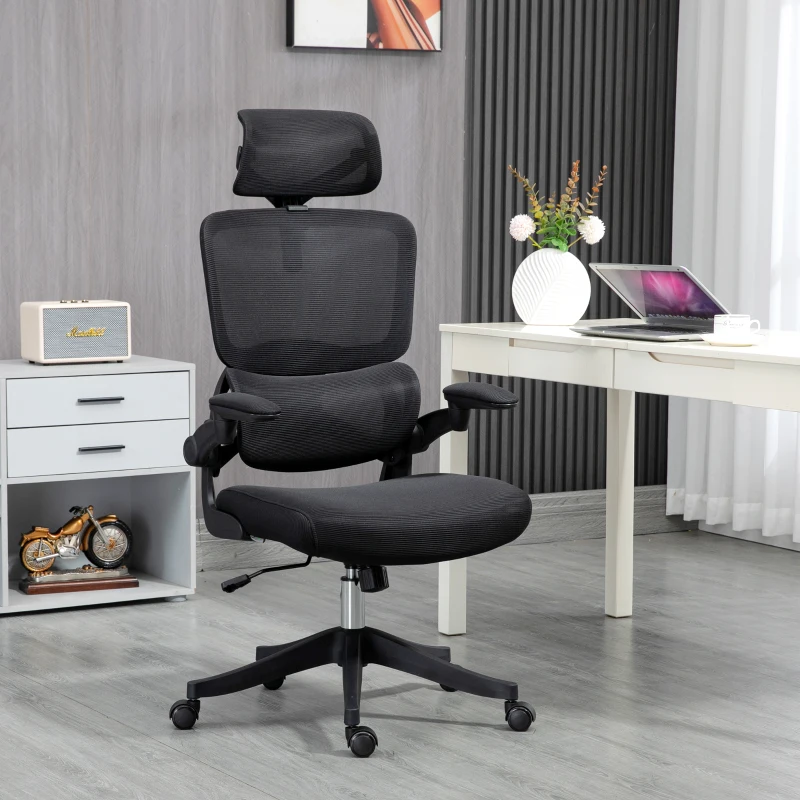 Vinsetto Ergonomic Office Chair, Mesh Chair with Adjustable Back, Headrest and Armrests, Lumbar Support, Tilt Function