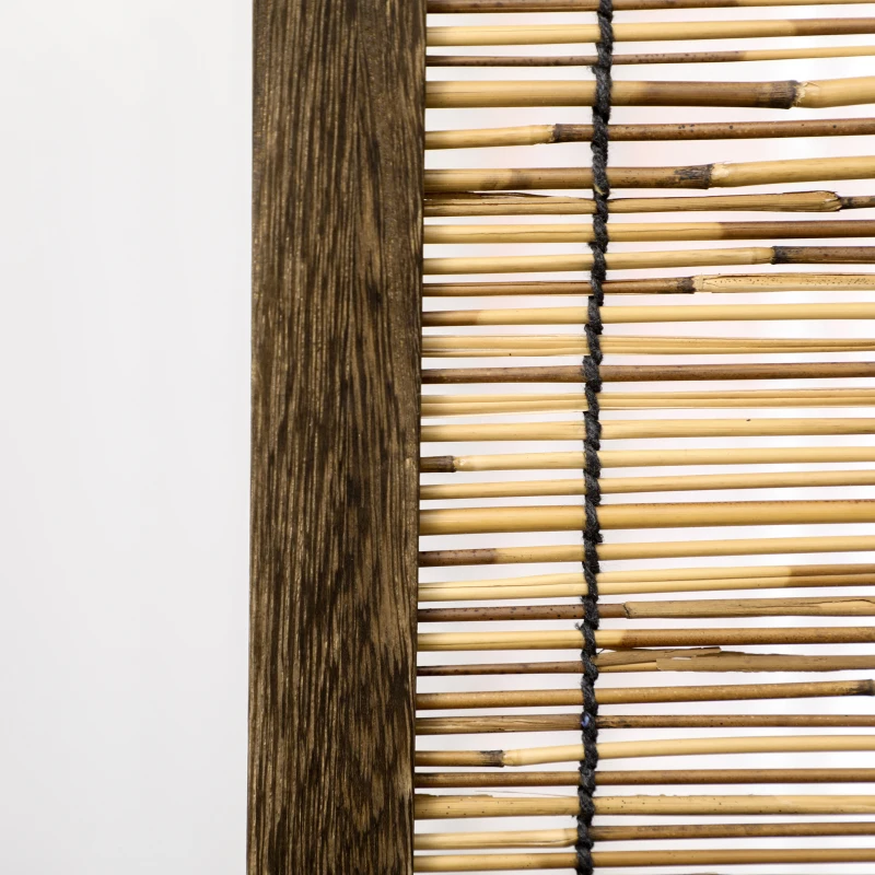 HOMCOM Hand Woven Room Divider, 4 Panel Folding Privacy Screen, Indoor Reed Partition Wall, 63"x67"x0.75", Brown