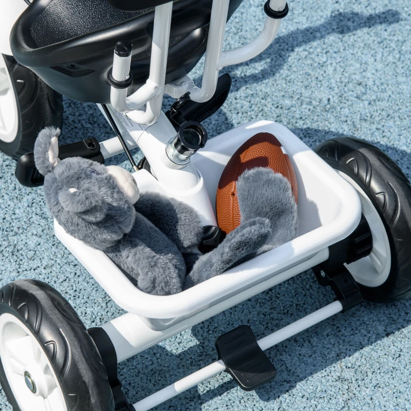 Qaba 6 in 1 Kids Tricycle with Removable Handlebar and Canopy, White