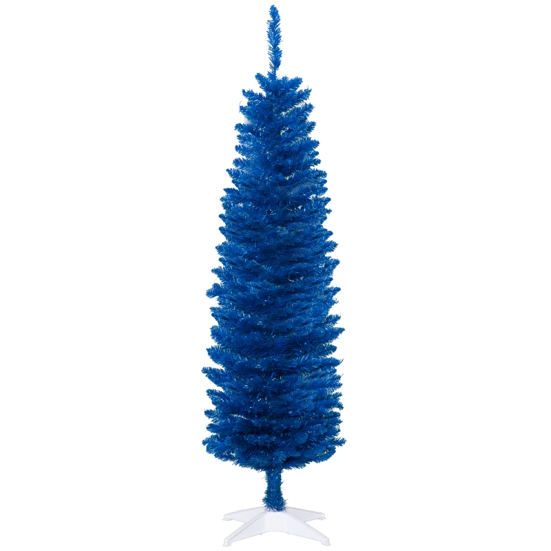 HOMCOM 5ft Pencil Christmas Trees, Skinny Artificial Christmas Tree for Xmas Holiday Decor, Deep Blue