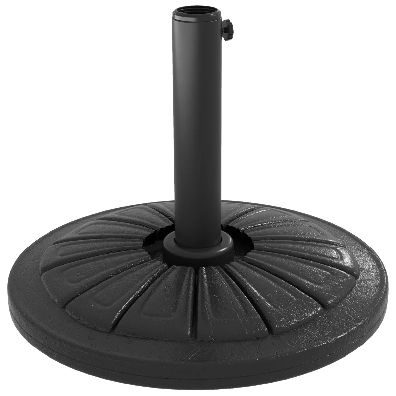 Outsunny Umbrella Base, Heavy Duty Concrete Base Holder with Steel Pole, Round Parasol Stand for Patio, Outdoor, Backyard, Black