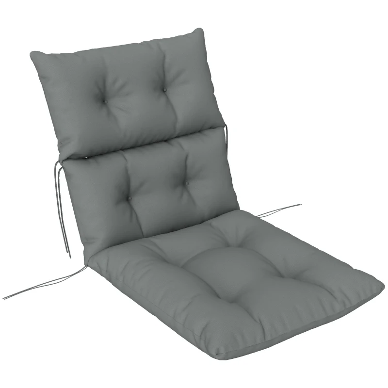 Outsunny Adirondack Chair Cushion, Tufted Rocking Chair Cushion with Ties, Non-Slip Replacement Seat Cushion for Outdoor Chair, Indoor Outdoor Cushion, Light Grey
