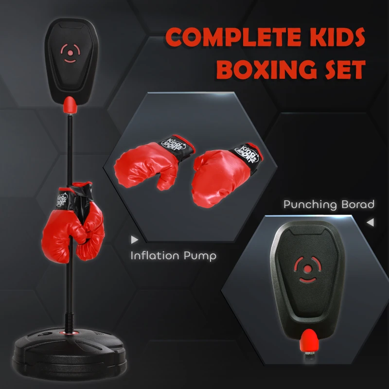 Qaba Kids Punching Bag with Stand & Boxing Gloves for Boys & Girls Ages 5-10, Black