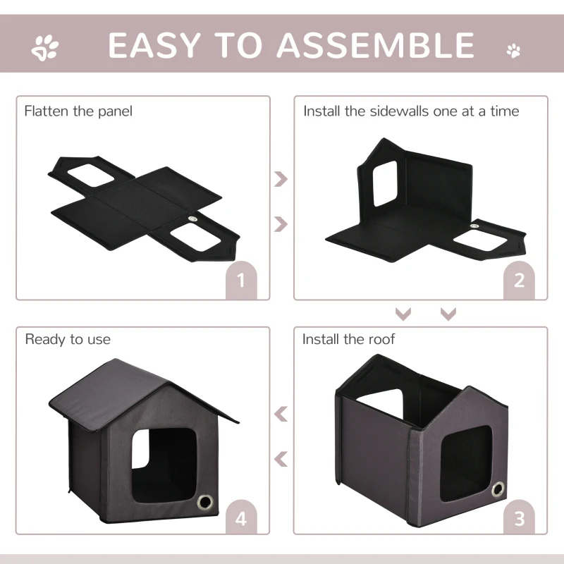 PawHut Heated Cat Houses for Outdoor and Indoor, Portable Kitty Shelter, Waterproof and Insulated, Brown