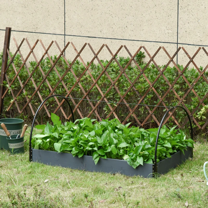 Outsunny 47" x 31" x 21" 12 Grids Garden Bed Planter Kit Box with Greenhouse with 2 Roll Up Windows Dual Use, Outdoor, PVC Cover