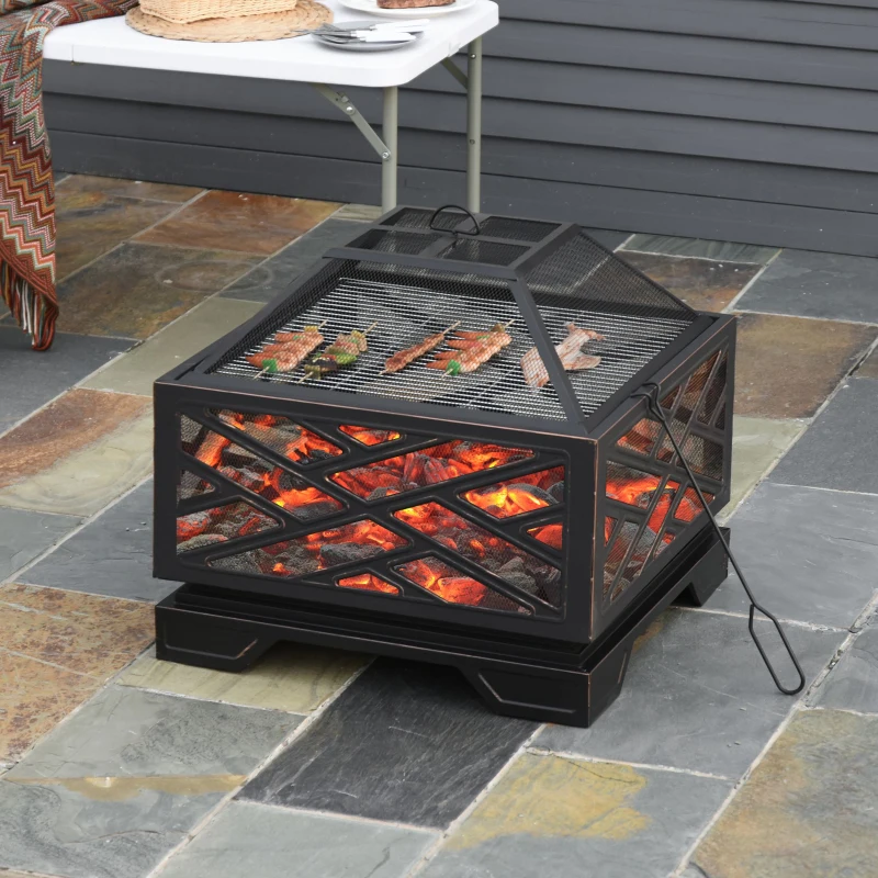 Outsunny 26" Outdoor Fire Pit, Square