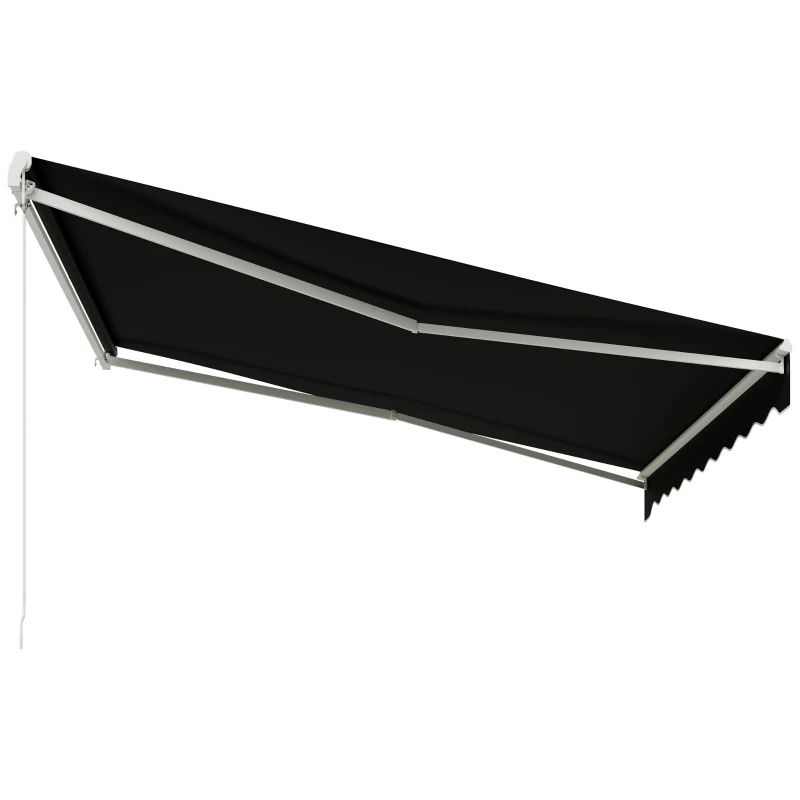 Outsunny 12' x 10' Electric Awning, Retractable Awning, UV Protection Sun Shade Shelter with Remote Controller and Manual Crank Handle for Deck, Balcony, Yard, Black(m-11)