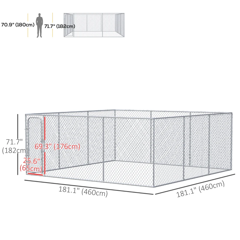 PawHut 227.7 Sq. Ft. Dog Playpen Outdoor with Galvanized Steel Frame, for Small and Medium Dogs, 15.1' x 15.1' x 6'
