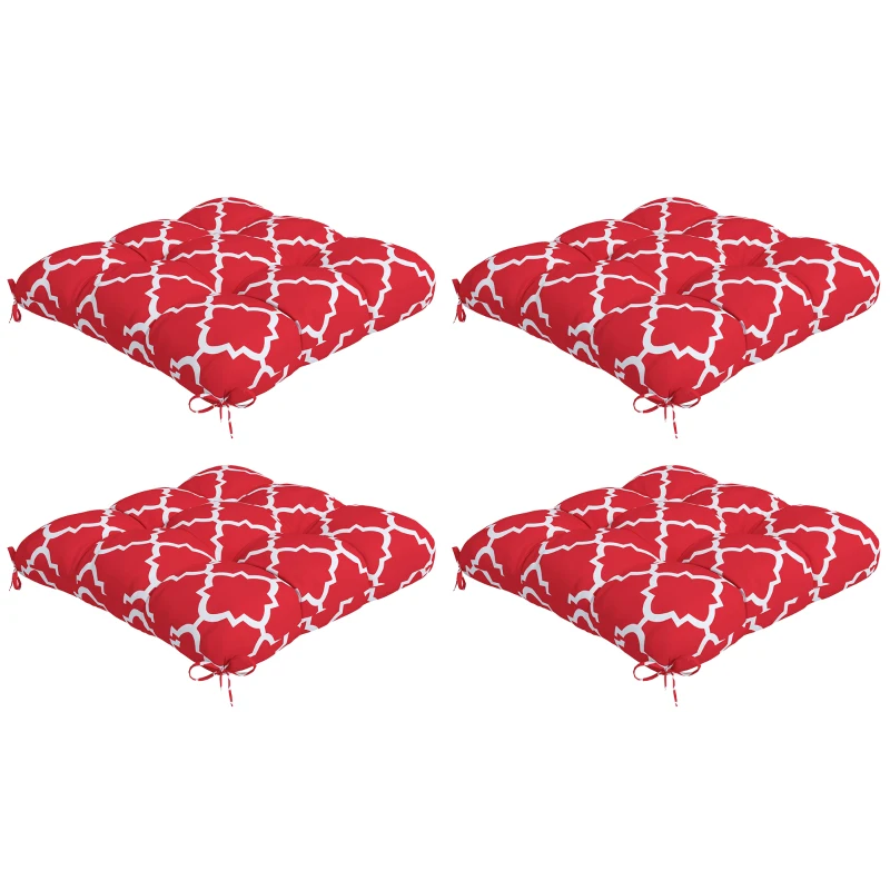 Outsunny 4-Piece Seat Cushion Pillows Replacement, Patio Chair Cushions Set with Ties for Indoor Outdoor