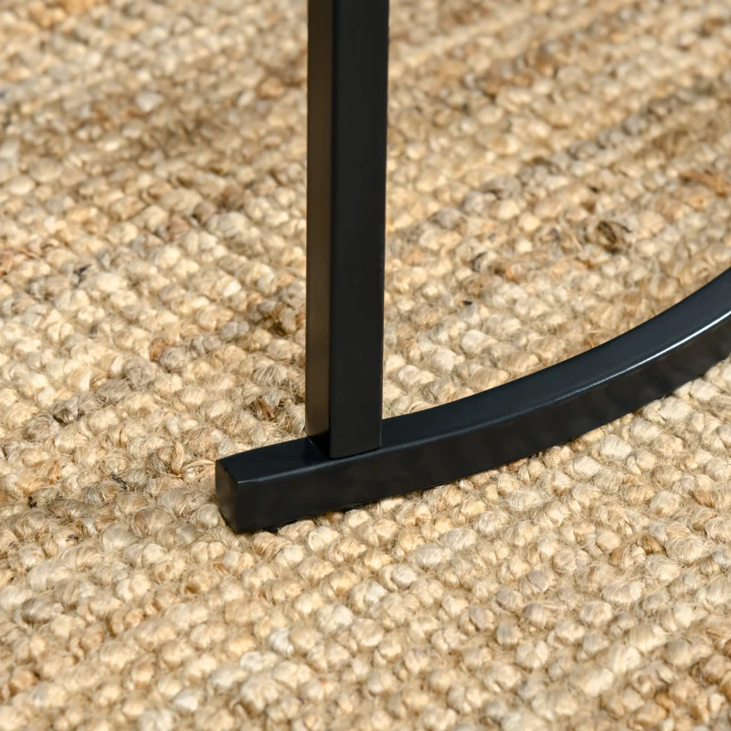 HOMCOM Round Nesting Coffee Table Set of 2, Stacking Modern Accent Tables with Faux Marble Tabletop and Metal Frame for Living Room, White