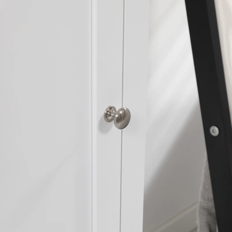 kleankin Bathroom Storage Cabinet with 3 Tier Adjustable Shelf Storage, Linen Tower Enclosed Cabinet for Anti-Toppling Design, White