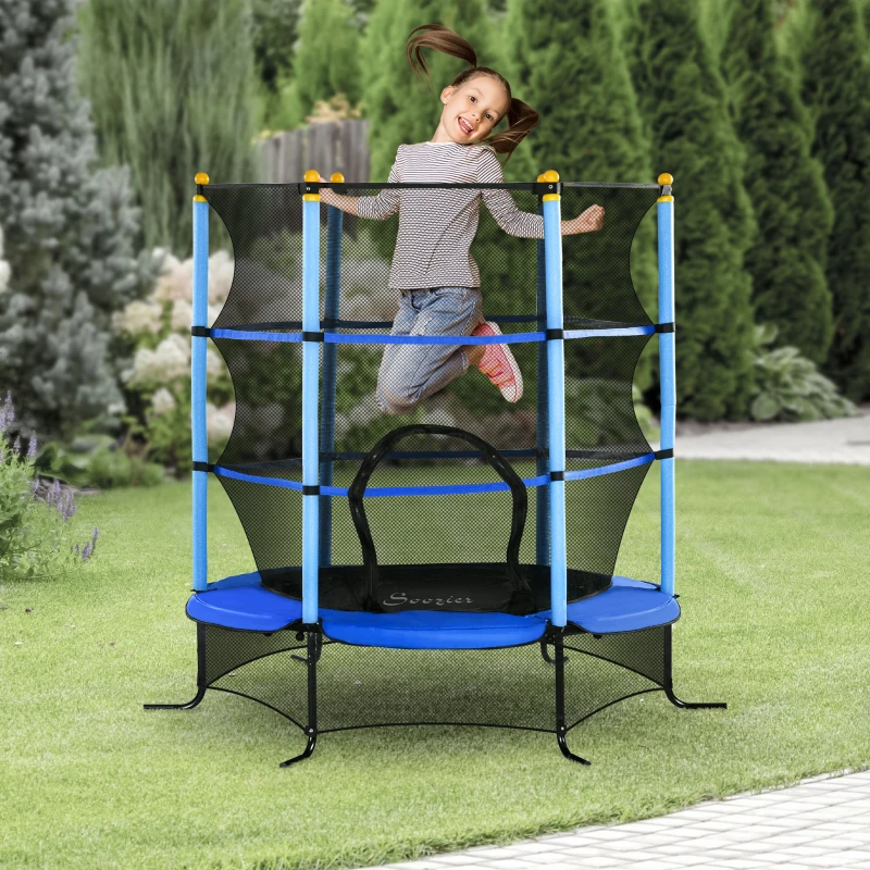 Soozier 5Ft Trampoline for Kids with Safety Enclosure Net, for 3-10 Years, Blue