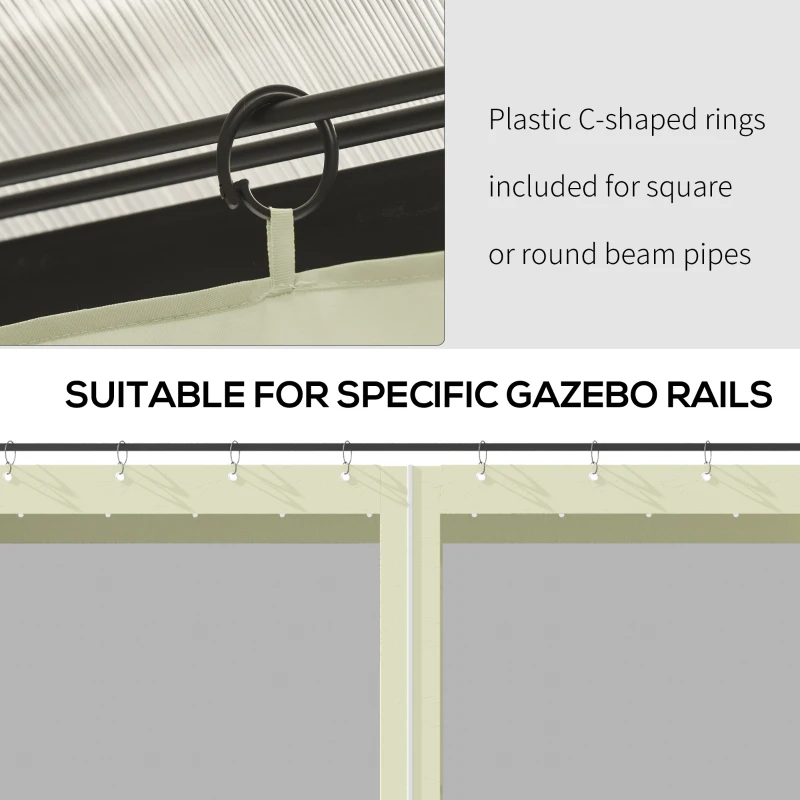 Outsunny Gazebo Mosquito Netting Replacement, 4-Panel Canopy Screen Walls with Zipper for 10' x 10' Gazebo, (Sidewall Only), Beige