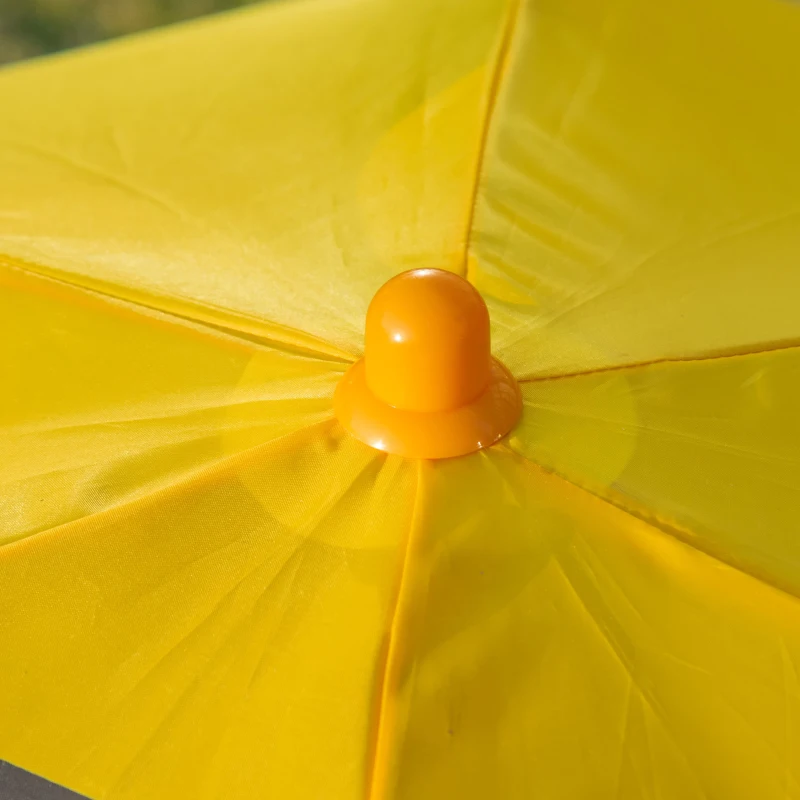 Outsunny Kids Folding Picnic Table and Chair Set Pattern Outdoor Garden Patio Backyard with Removable & Height Adjustable Sun Umbrella Yellow