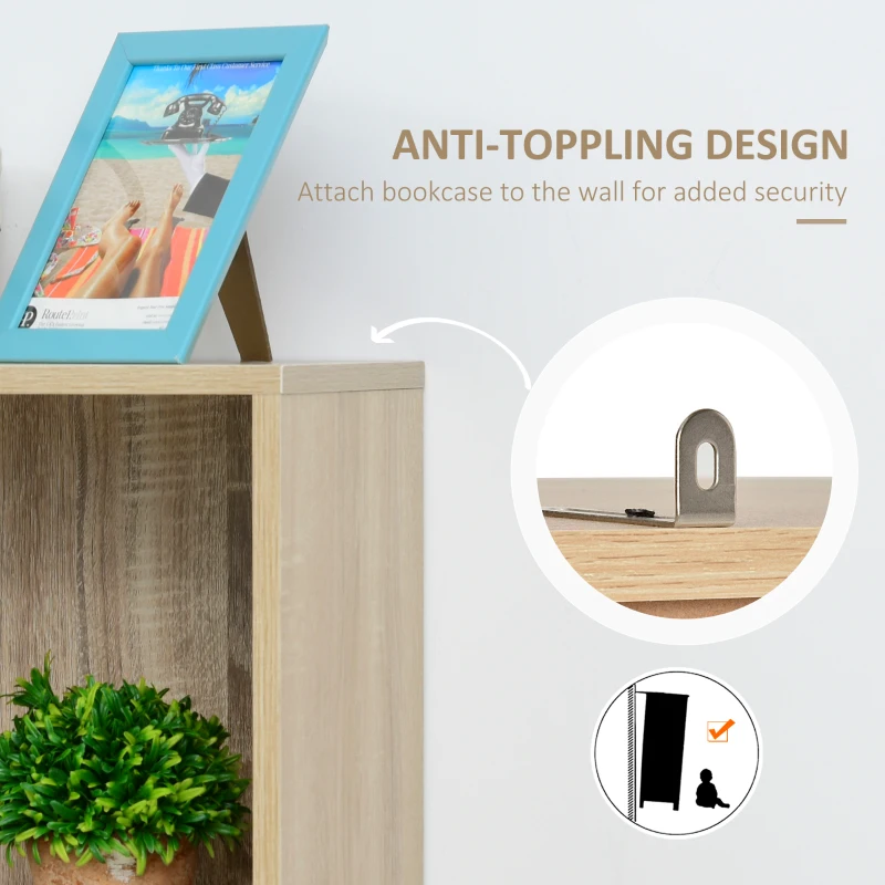 HOMCOM 59" Bookcase, Storage Bookshelf with Cabinets, Drawer and Open Compartments, Freestanding Display Shelves for Home Office, Living Room, Study, Nature Wood